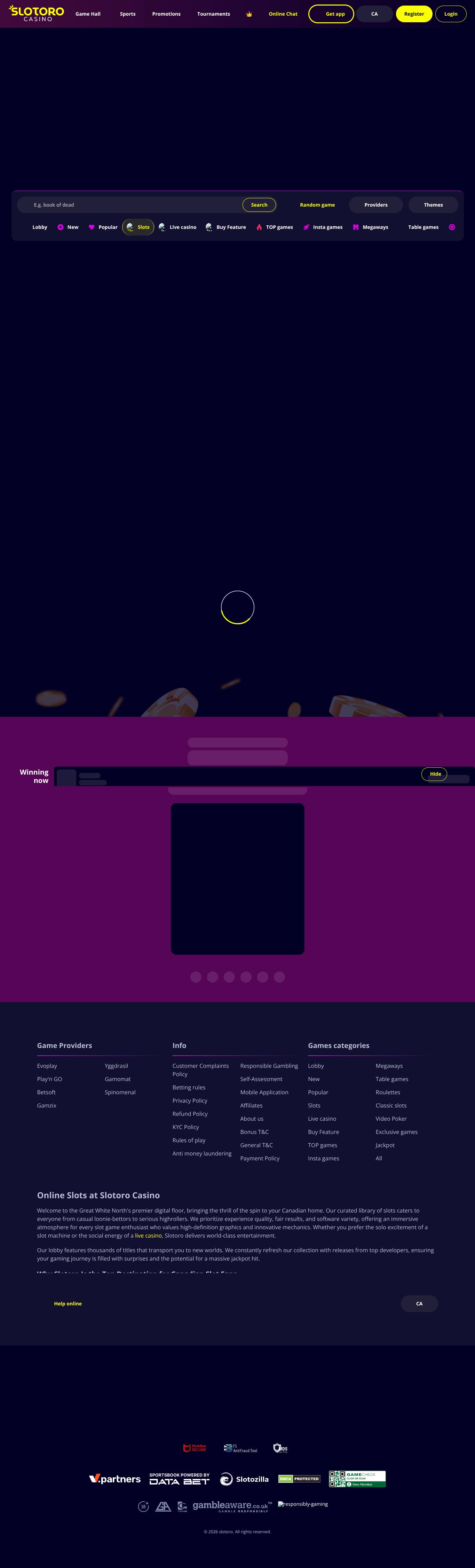 Slotoro page