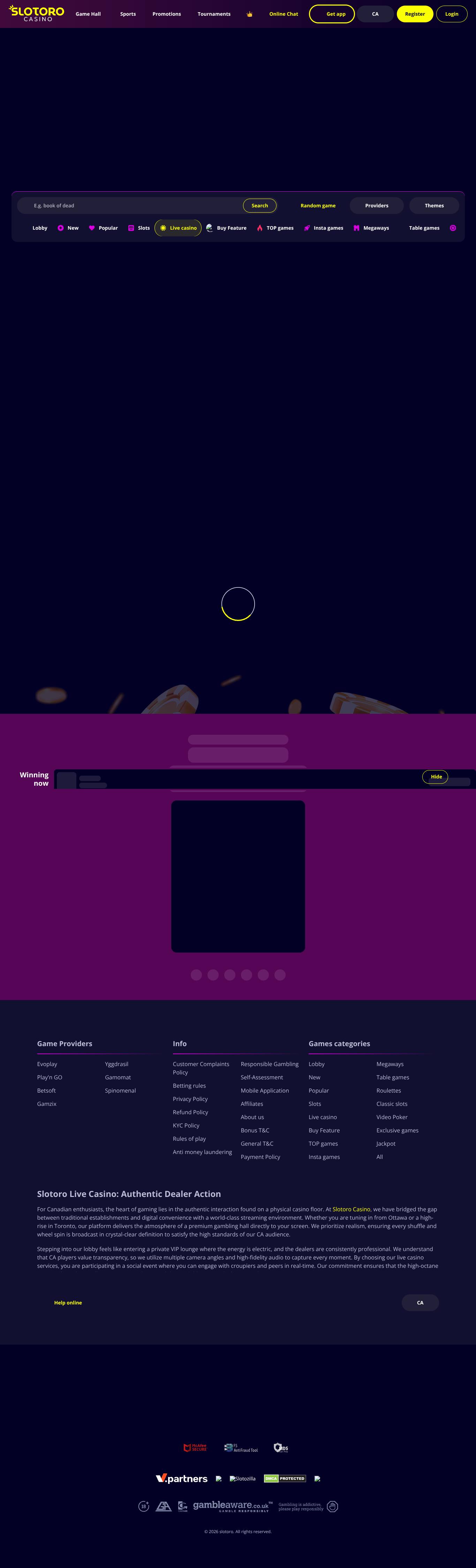 Slotoro page