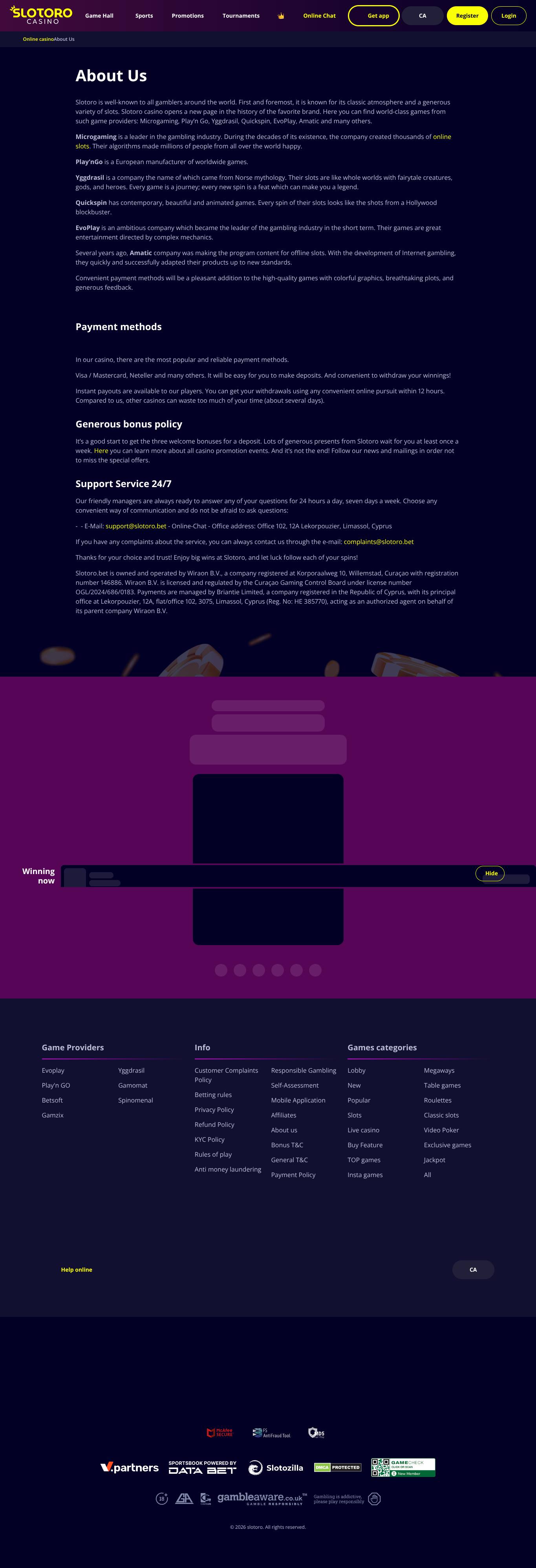 Slotoro page